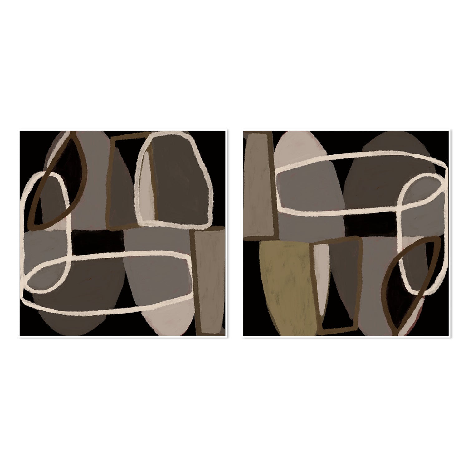 wall-art-print-canvas-poster-framed-Brown Abstract, Style A & B, Set Of 2 , By Sharyn Bursic-5