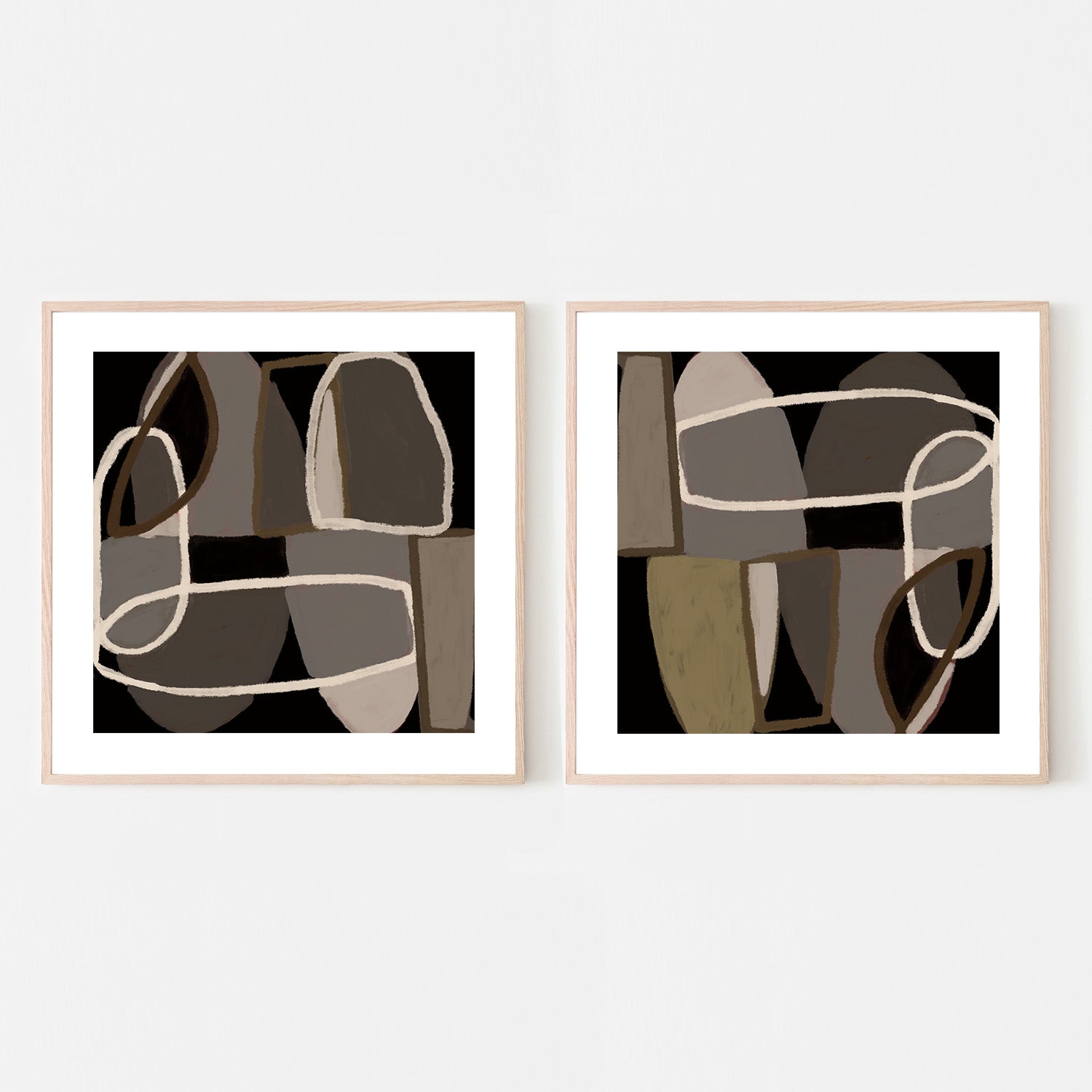 wall-art-print-canvas-poster-framed-Brown Abstract, Style A & B, Set Of 2 , By Sharyn Bursic-6