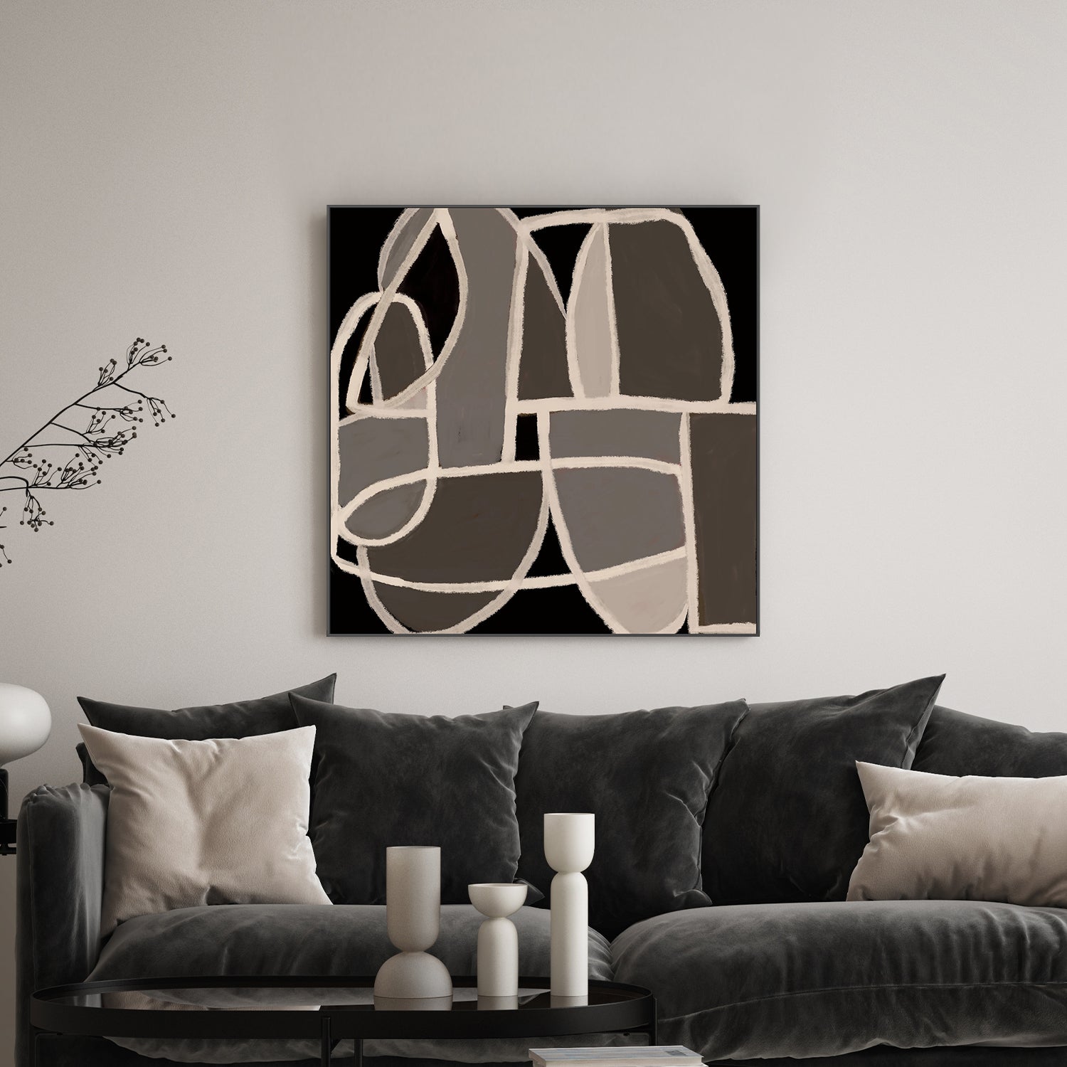 wall-art-print-canvas-poster-framed-Brown Grey Abstract , By Sharyn Bursic-2