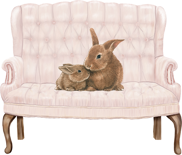 wall-art-print-canvas-poster-framed-Bunnies On Couch , By At Viv Home Prints-1