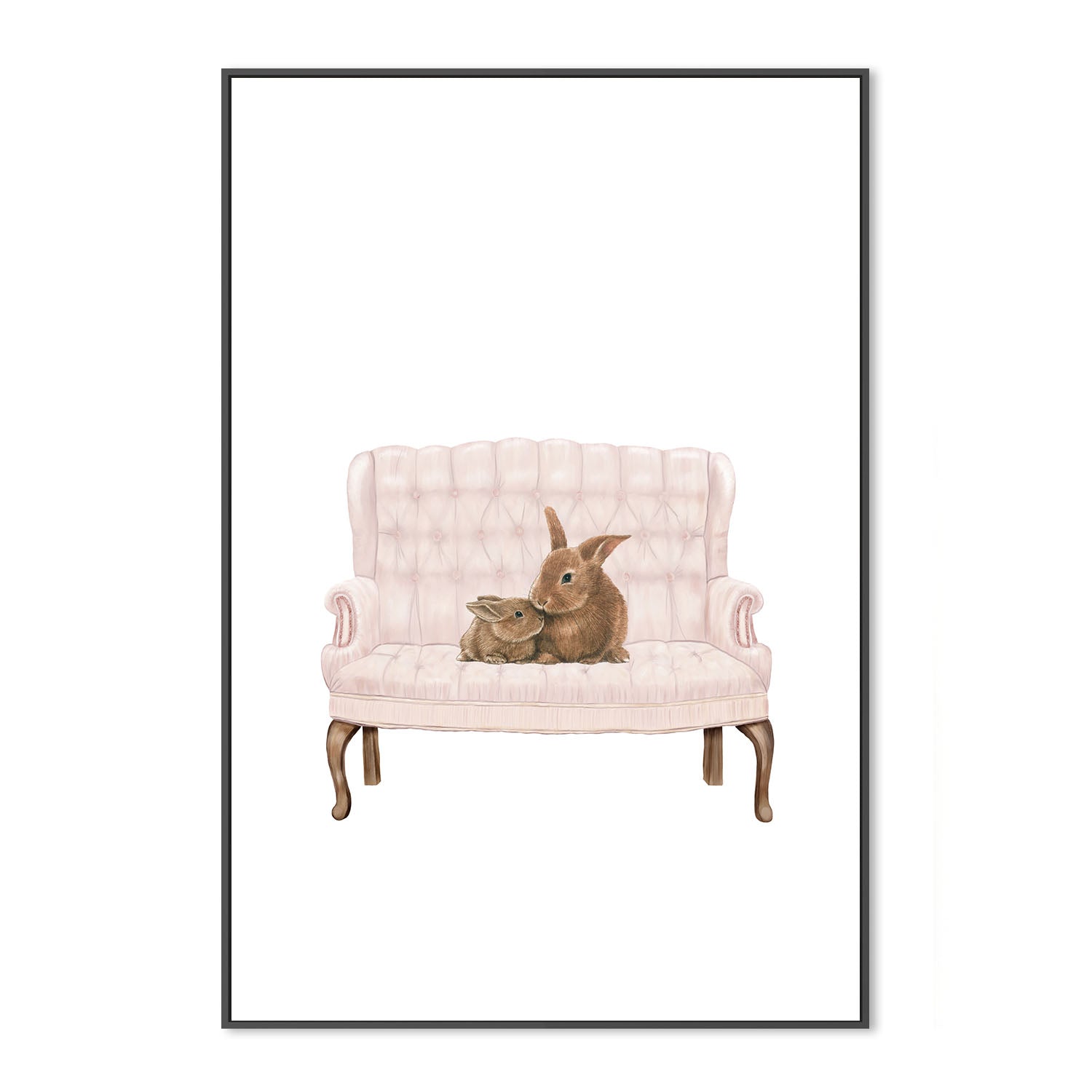 wall-art-print-canvas-poster-framed-Bunnies On Couch , By At Viv Home Prints-3