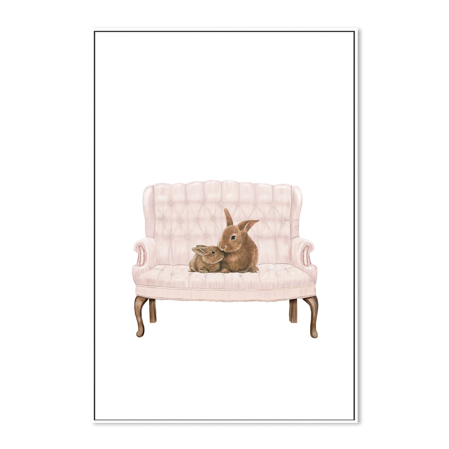 wall-art-print-canvas-poster-framed-Bunnies On Couch , By At Viv Home Prints-5