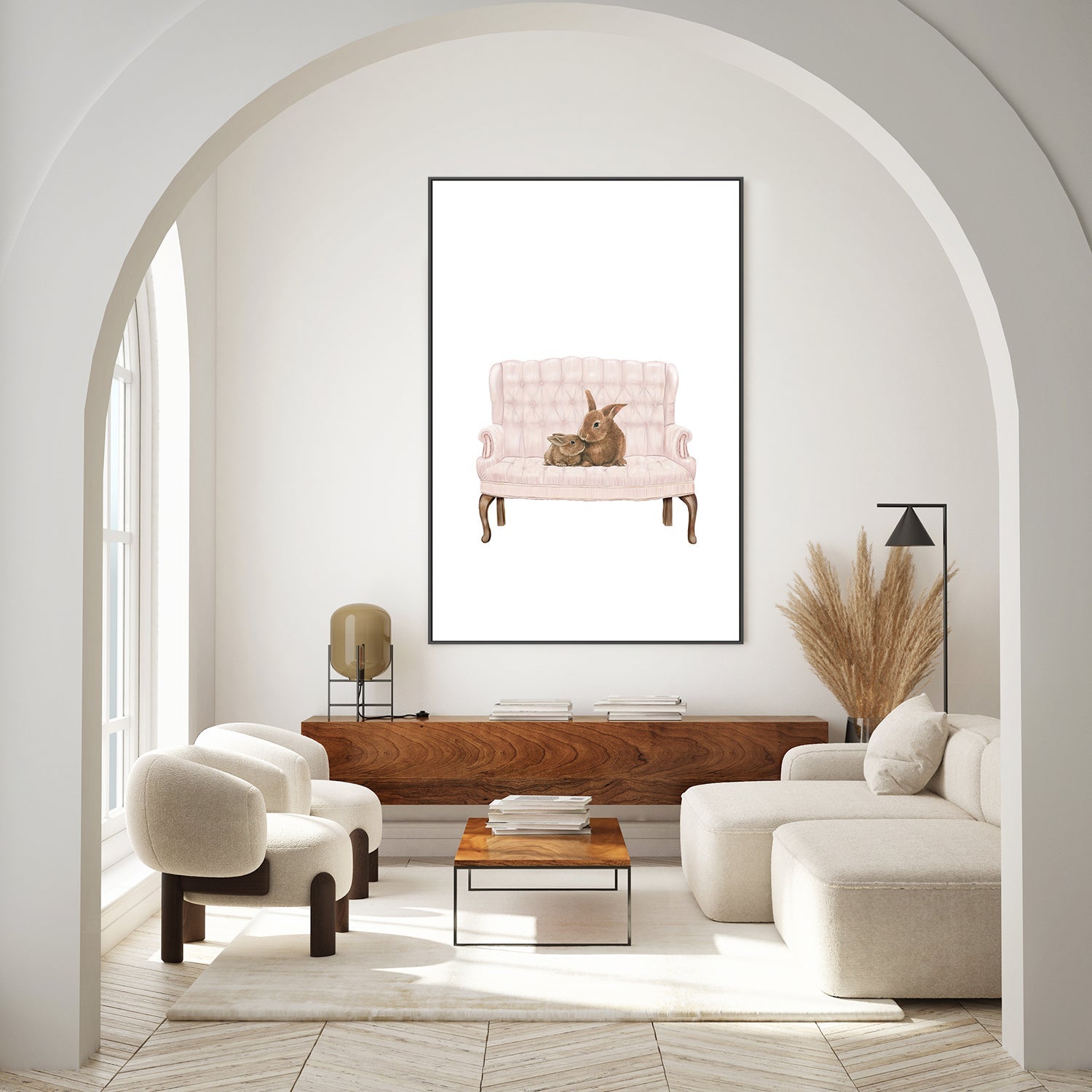 wall-art-print-canvas-poster-framed-Bunnies On Couch , By At Viv Home Prints-7