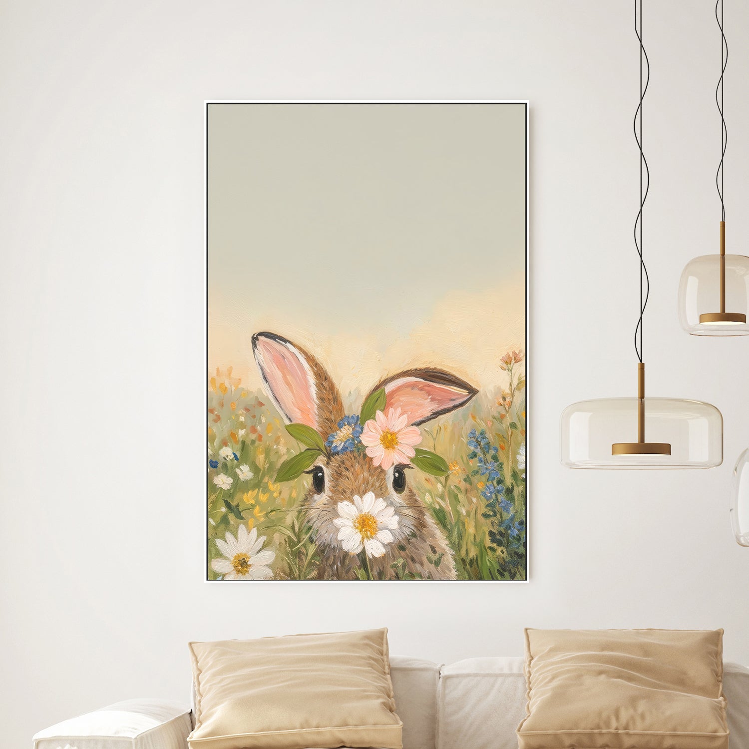 wall-art-print-canvas-poster-framed-Bunny in Flowers, Style B , By Lady Hana-2