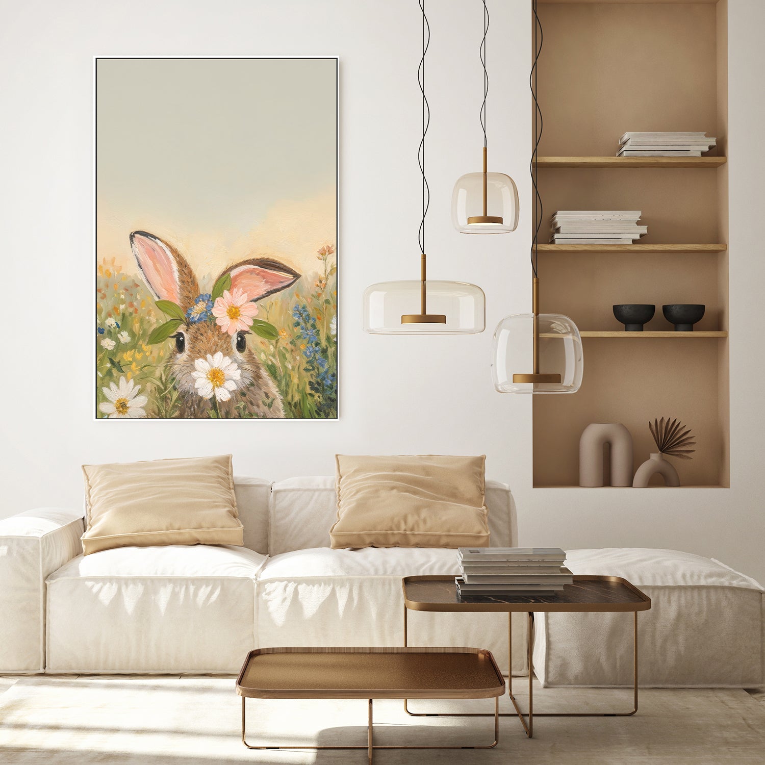 wall-art-print-canvas-poster-framed-Bunny in Flowers, Style B , By Lady Hana-7