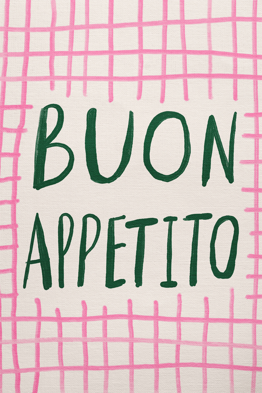 wall-art-print-canvas-poster-framed-Buon Appetito Pink Green , By Kartika Paramita-1