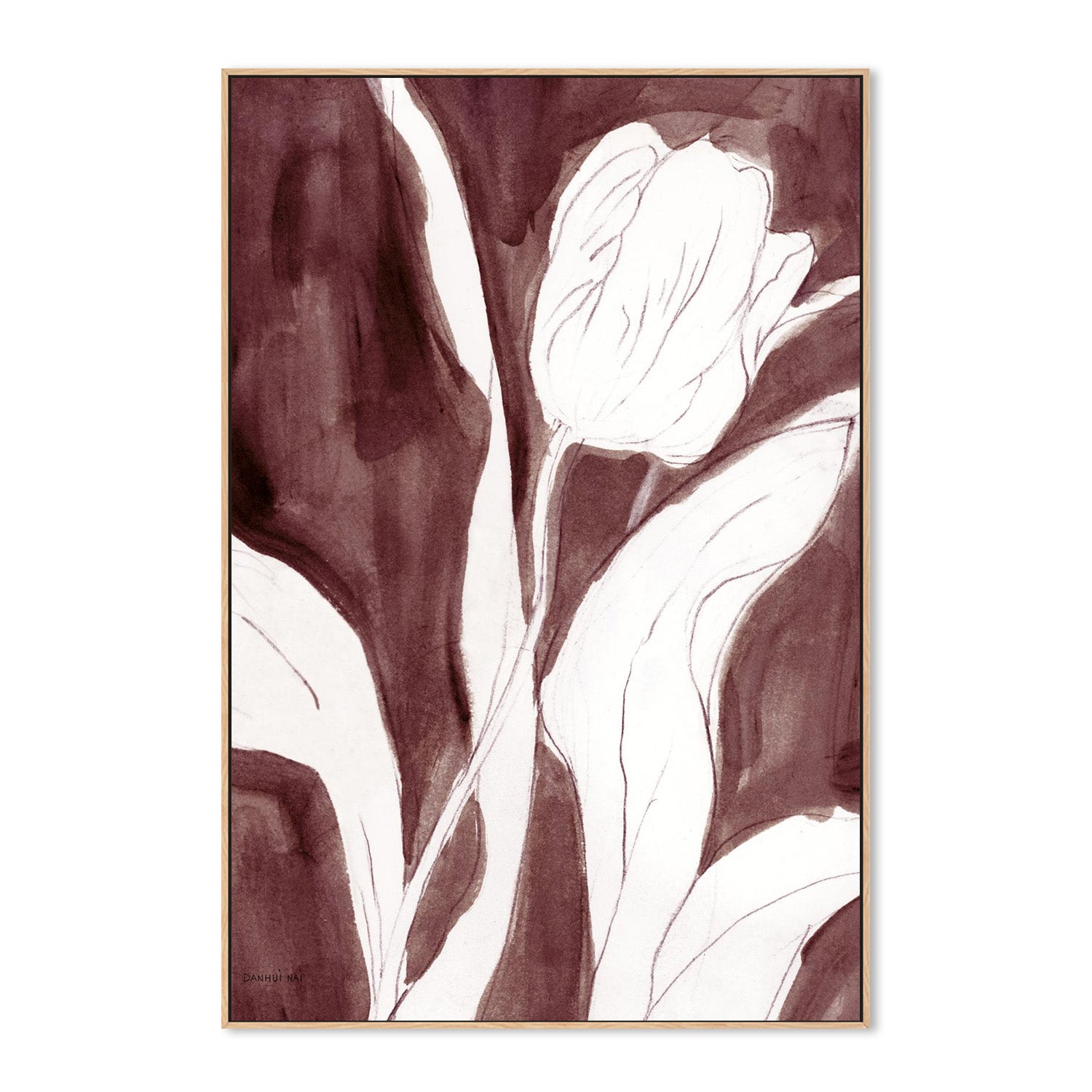 wall-art-print-canvas-poster-framed-Burgundy Tulip Sketch , Style B-4