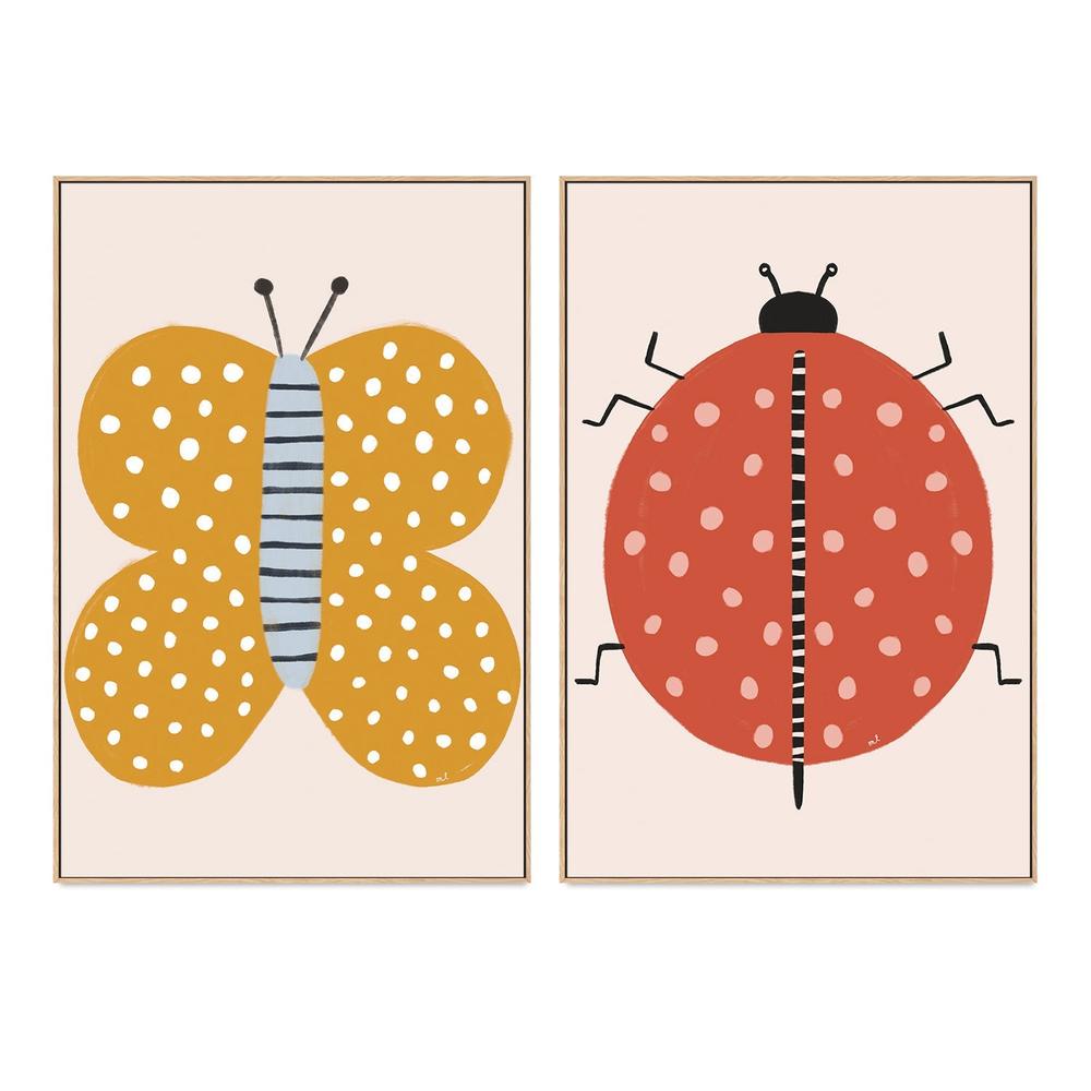 wall-art-print-canvas-poster-framed-Butterfly and Ladybug, Set Of 2 , By Menina Lisboa-4