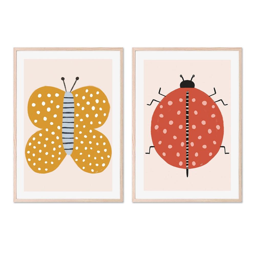 wall-art-print-canvas-poster-framed-Butterfly and Ladybug, Set Of 2 , By Menina Lisboa-6