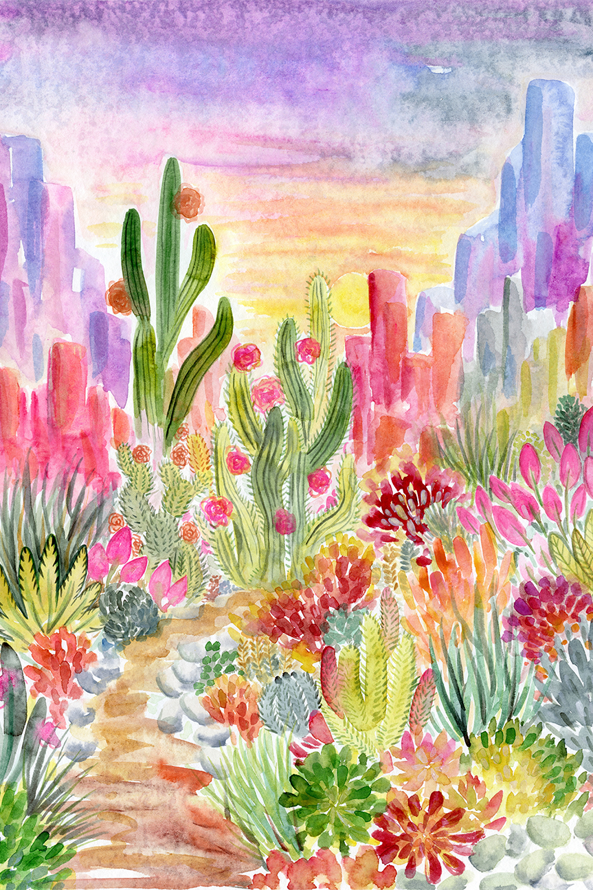 wall-art-print-canvas-poster-framed-Cactus Garden , By Jessie Mitchelson-1