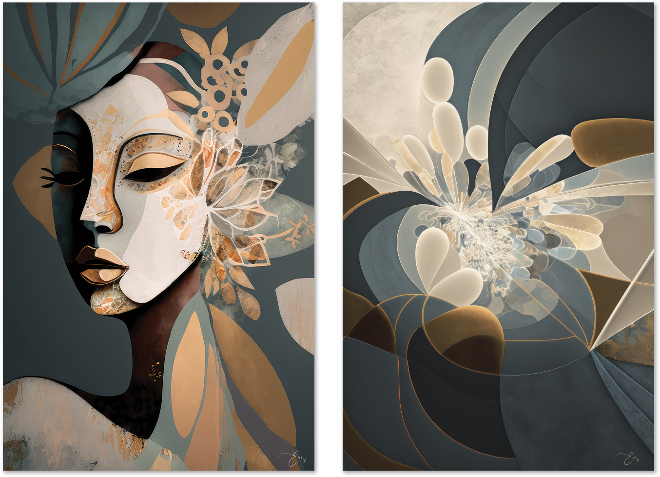 wall-art-print-canvas-poster-framed-Cadence, Style A & B, Set Of 2 , By Bella Eve-GIOIA-WALL-ART