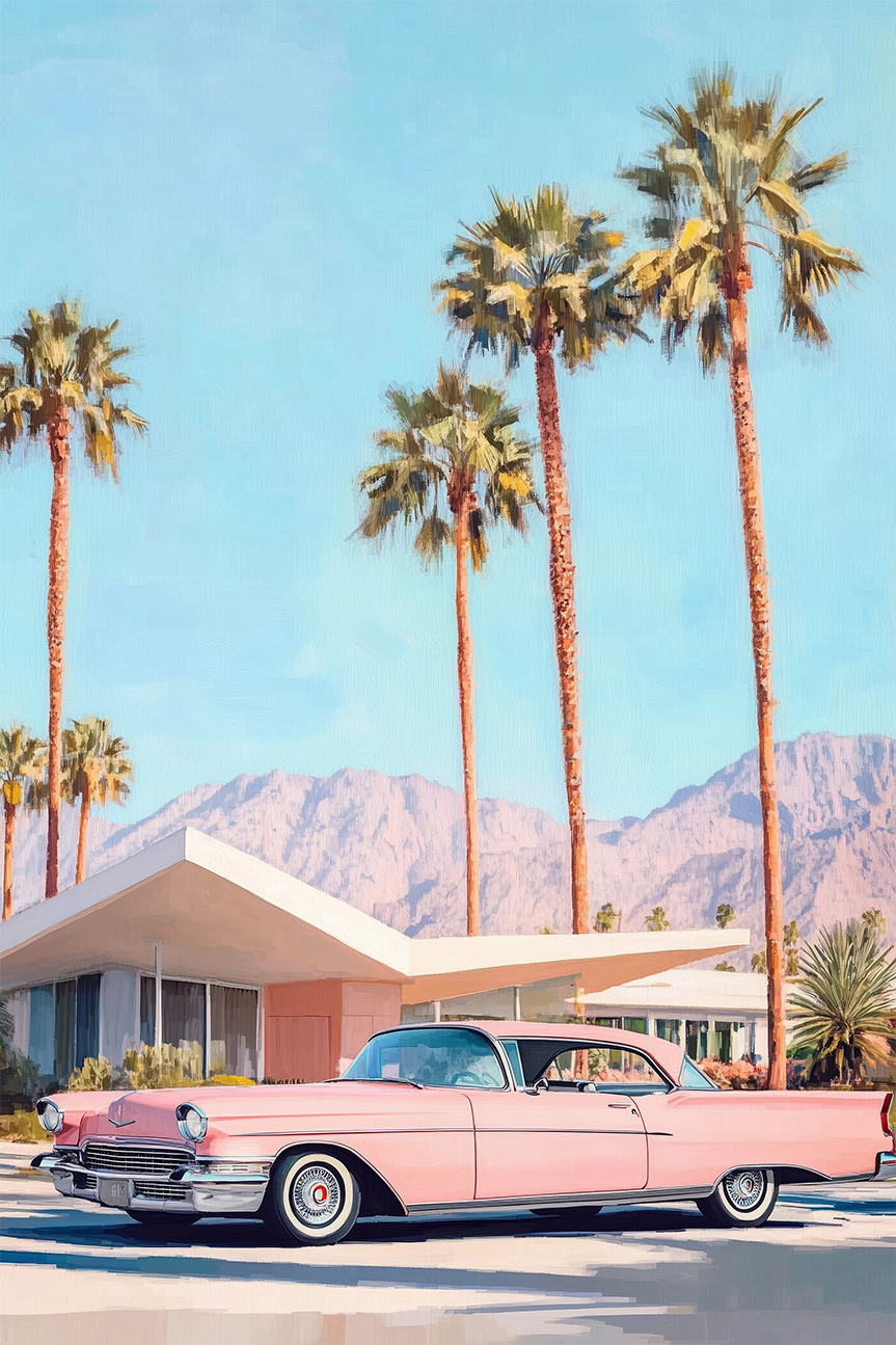 wall-art-print-canvas-poster-framed-California Vintage Car , By Melloi Art Prints-1