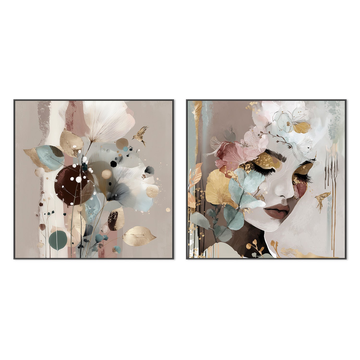 wall-art-print-canvas-poster-framed-Camilla, Left And Right, Set Of 2-3