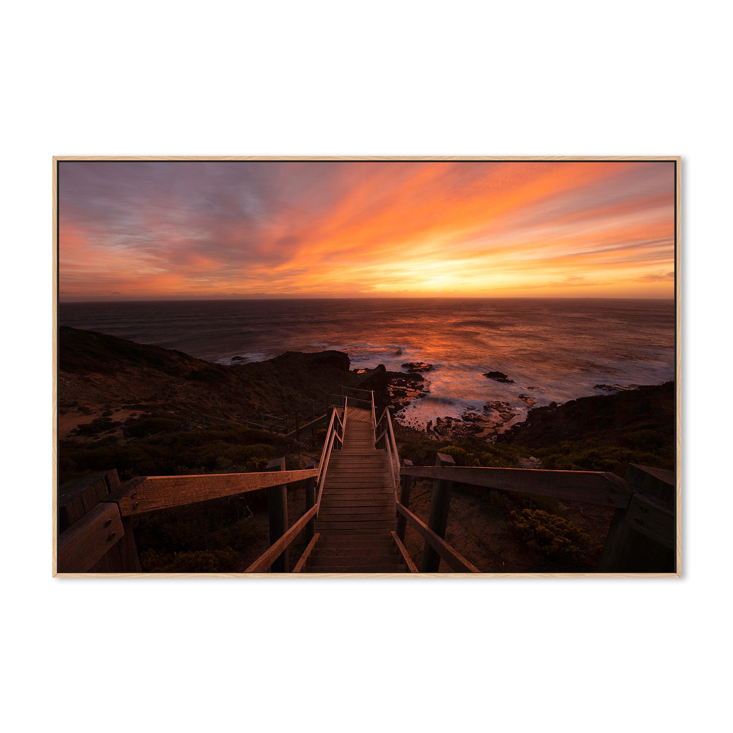 wall-art-print-canvas-poster-framed-Cape Schanck Sunset Stairs-4