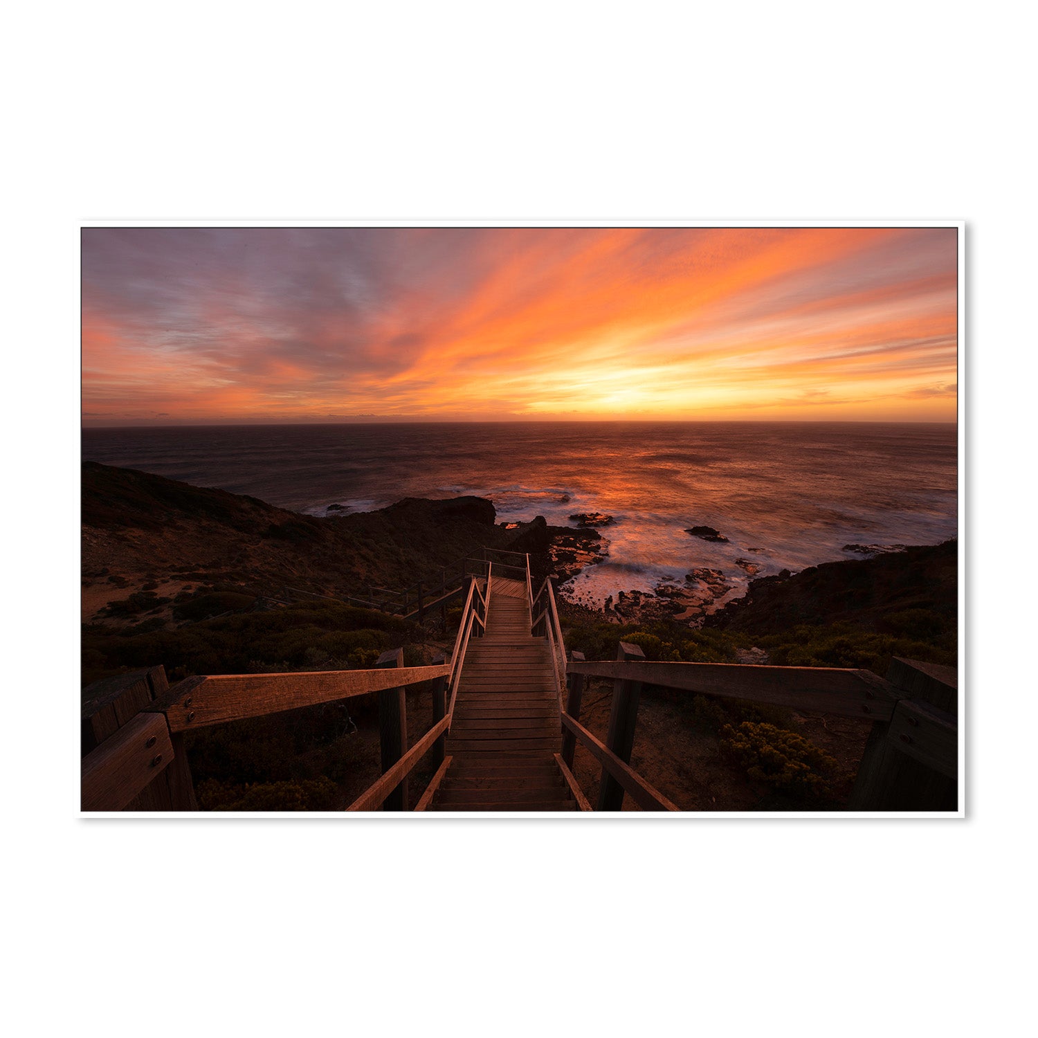 wall-art-print-canvas-poster-framed-Cape Schanck Sunset Stairs-5