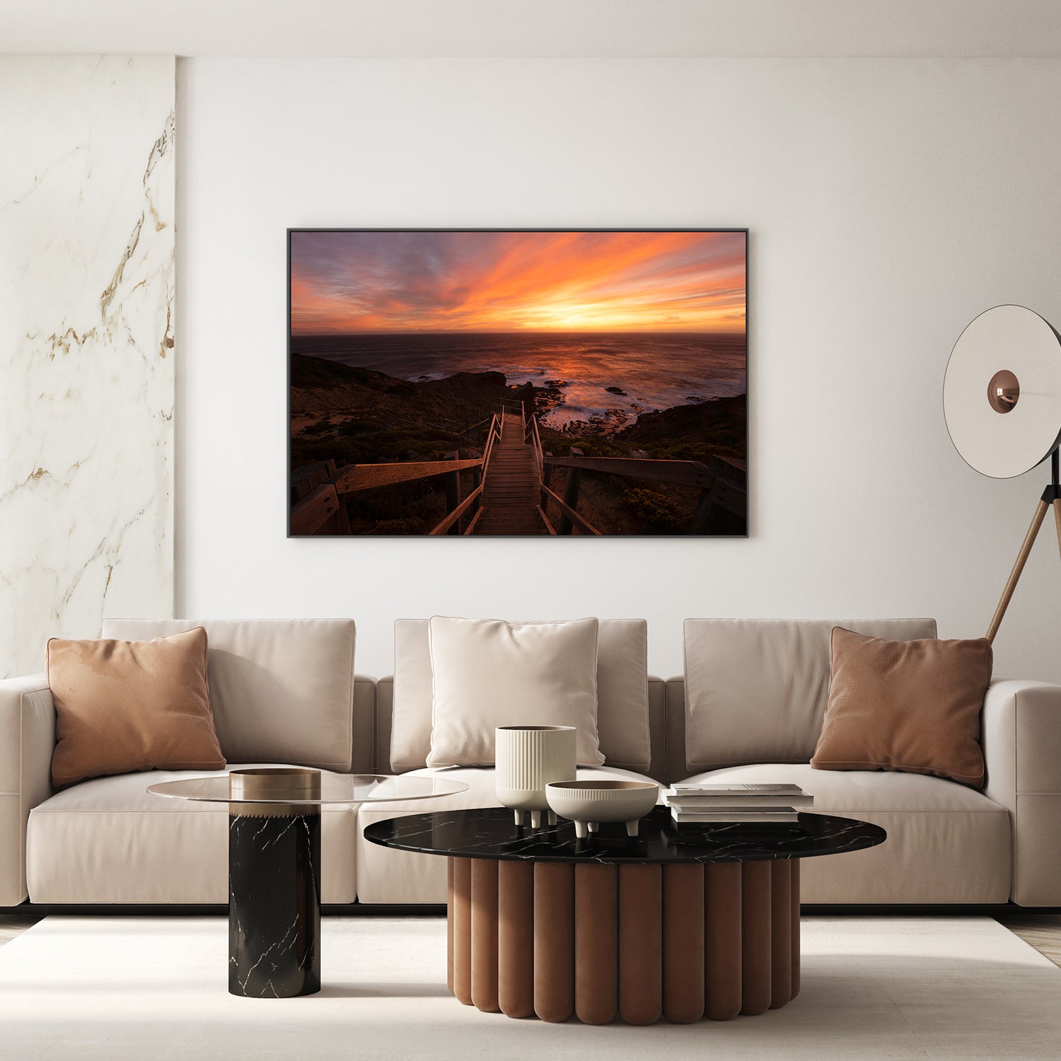 wall-art-print-canvas-poster-framed-Cape Schanck Sunset Stairs-7