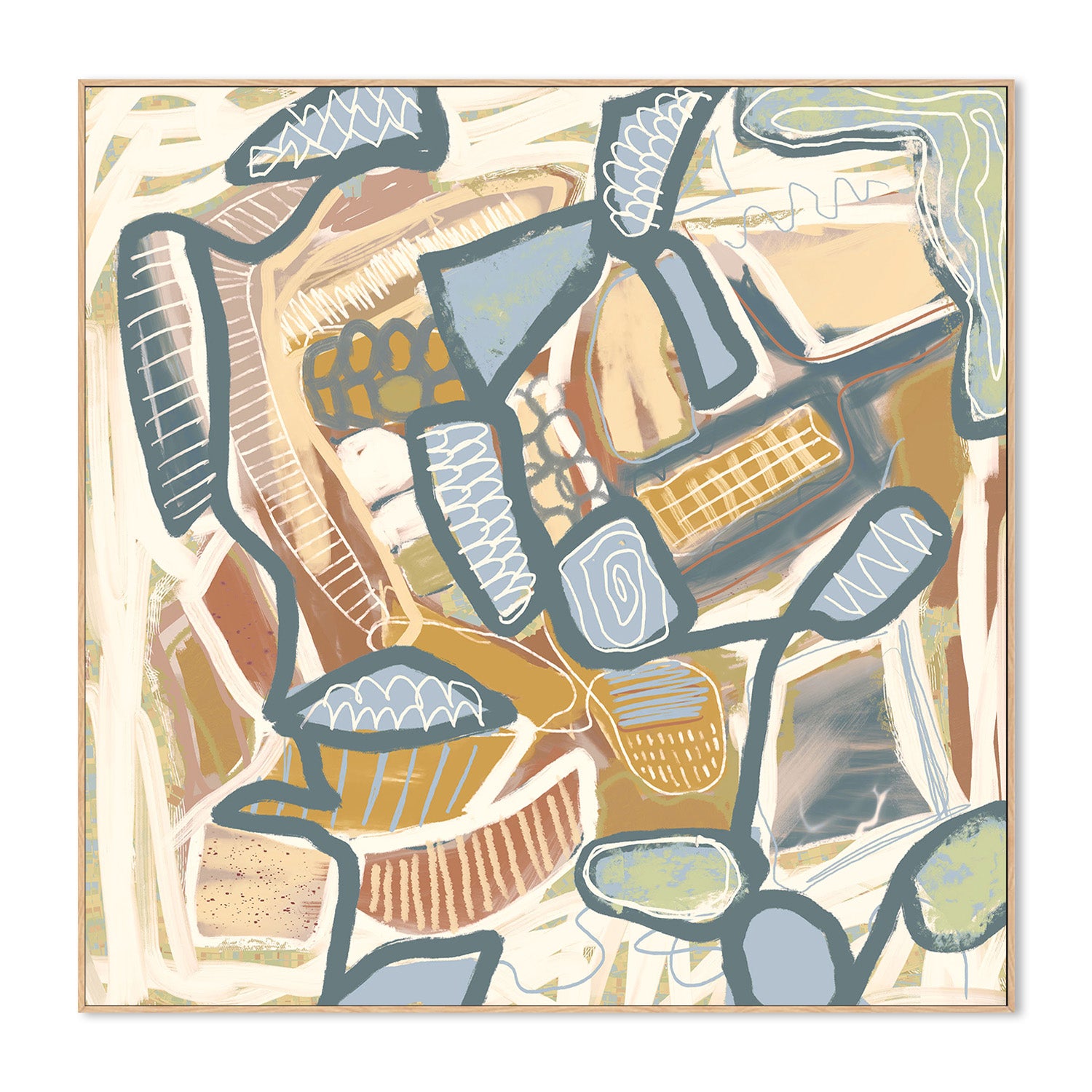 wall-art-print-canvas-poster-framed-Carnival, Mustard orange and Blue-4