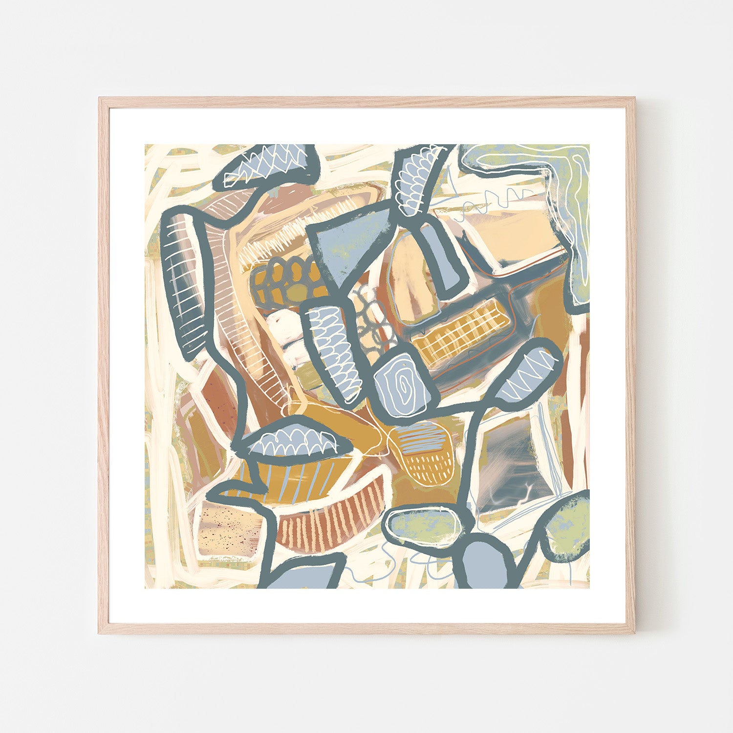 wall-art-print-canvas-poster-framed-Carnival, Mustard orange and Blue-6