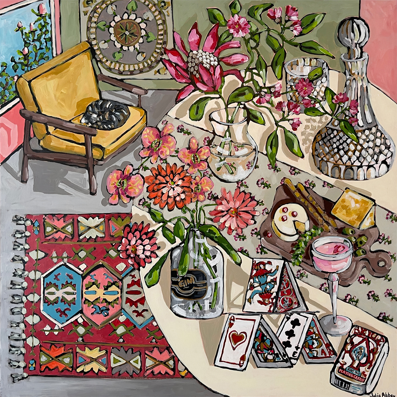 wall-art-print-canvas-poster-framed-Cat On A Chair , By Julia Abbey-1