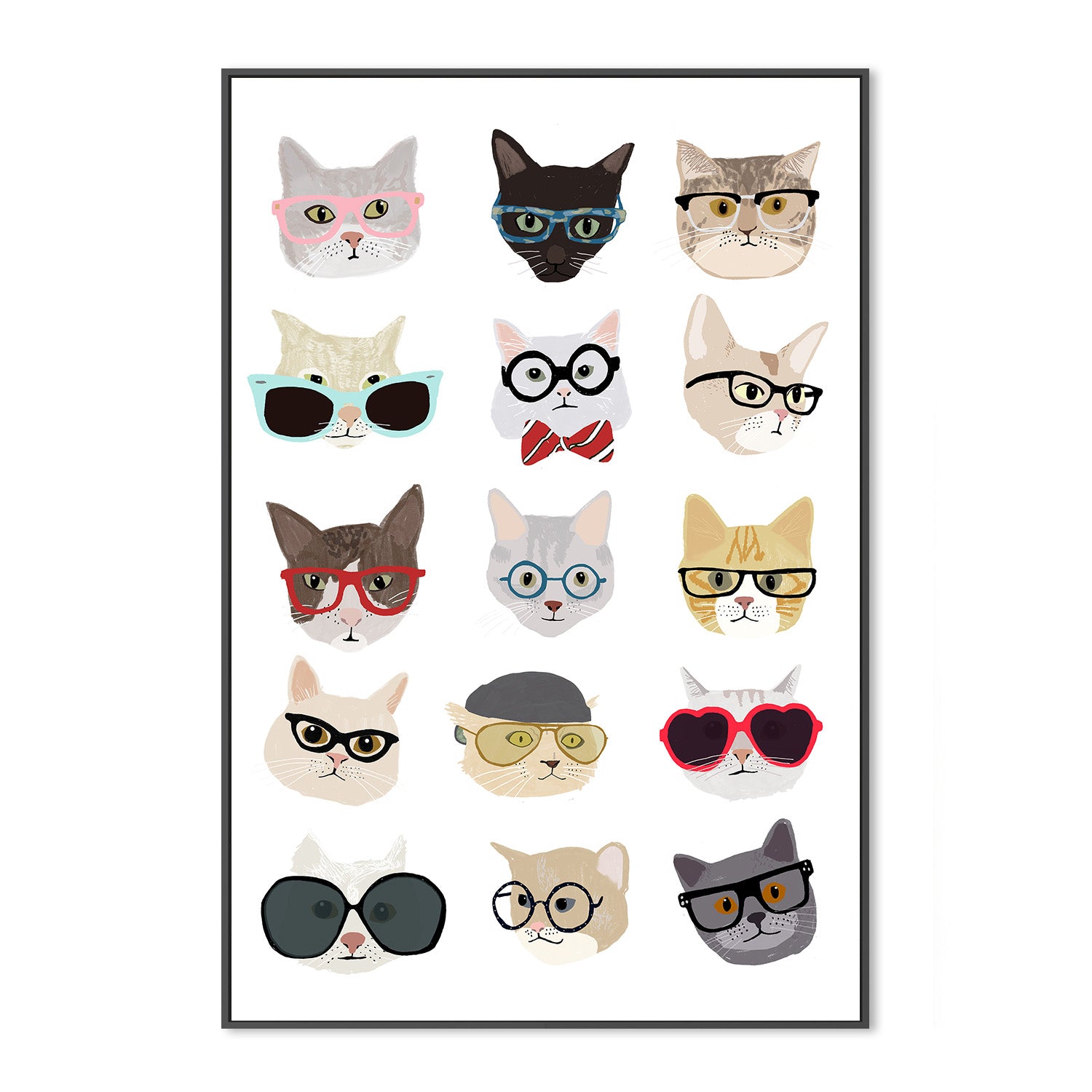 wall-art-print-canvas-poster-framed-Cats With Glasses-3