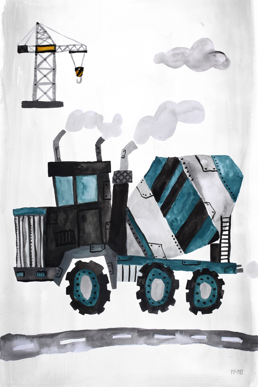 wall-art-print-canvas-poster-framed-Cement Truck , By Pip and Phee-1