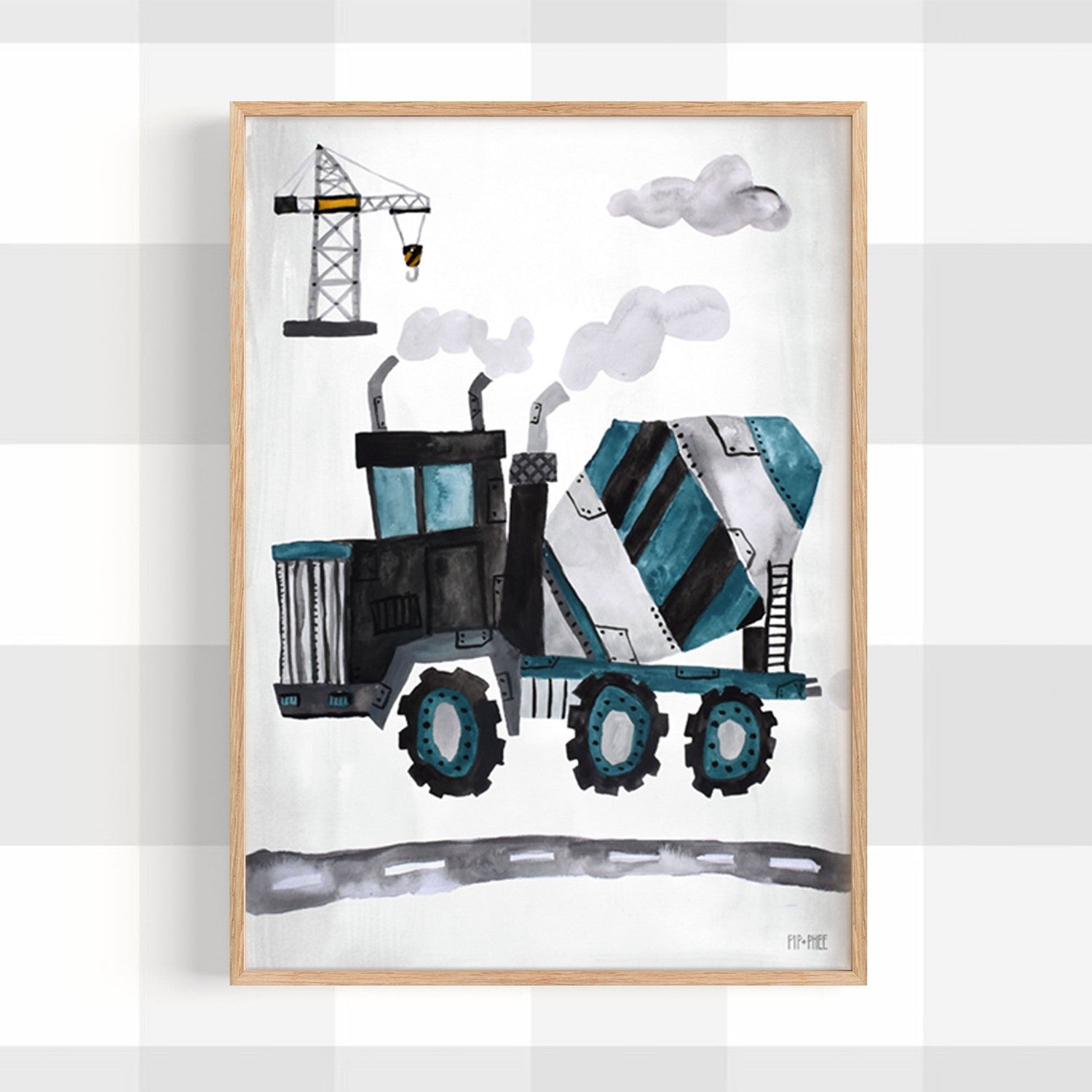 wall-art-print-canvas-poster-framed-Cement Truck , By Pip and Phee-2