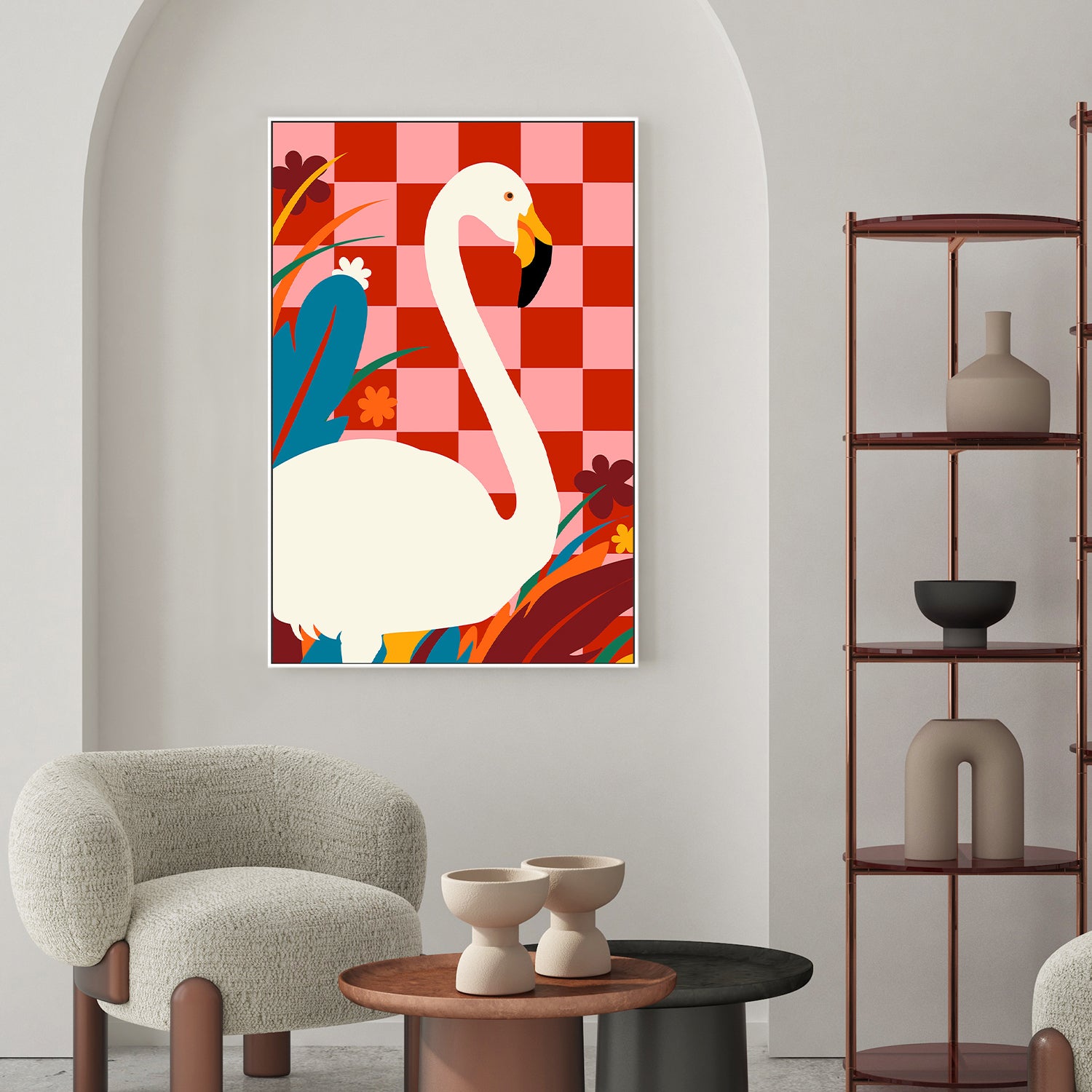 wall-art-print-canvas-poster-framed-Checkers a the Great Egret-2