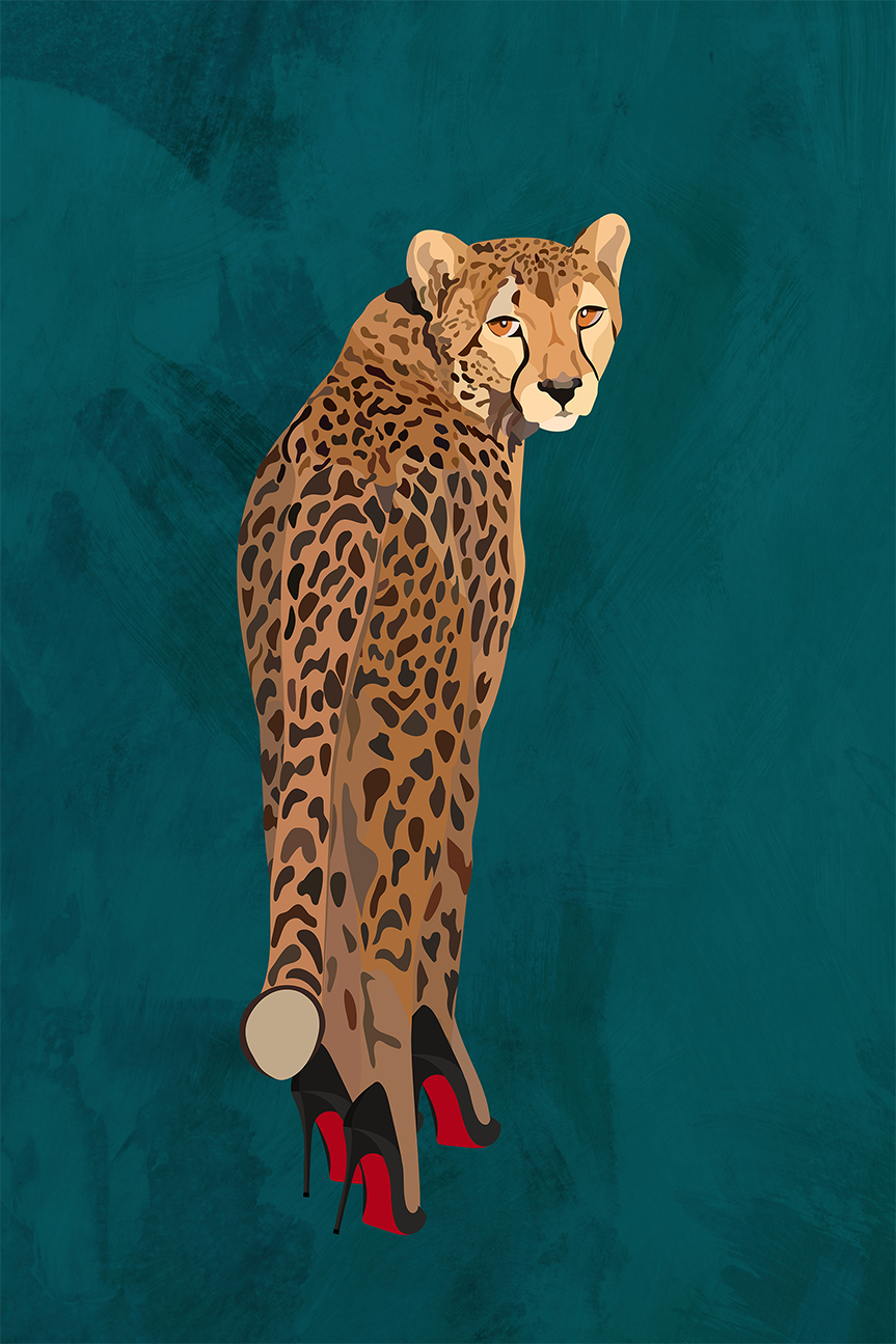 wall-art-print-canvas-poster-framed-Cheetah Red Heels , By Sarah Manovski-1