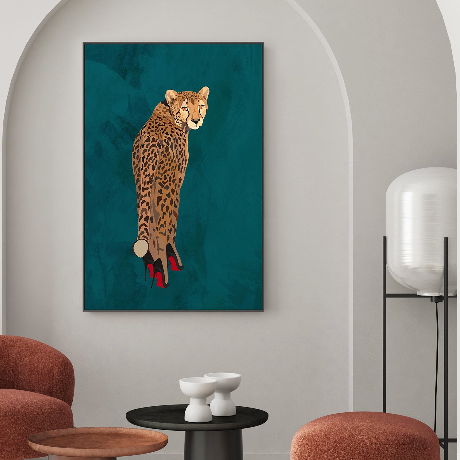 wall-art-print-canvas-poster-framed-Cheetah Red Heels , By Sarah Manovski-2