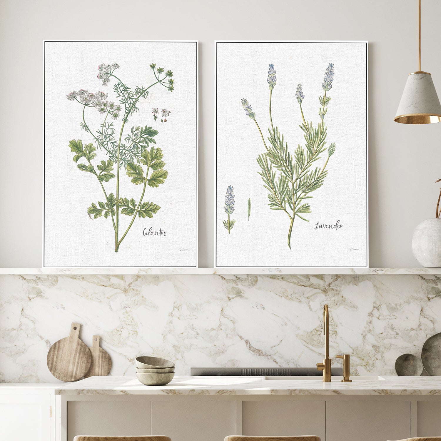 wall-art-print-canvas-poster-framed-Cilantro Cottage Herbs Style C & Lavender Cottage Herbs Style B, Set Of 2 , By Sue Schlabach-2