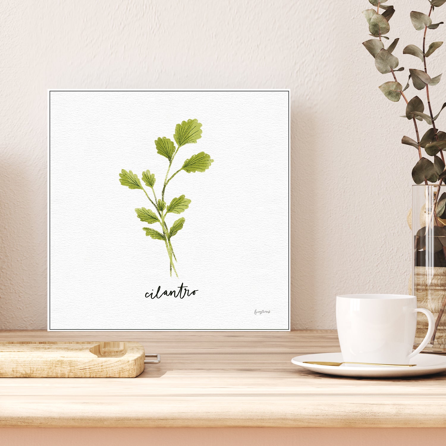 wall-art-print-canvas-poster-framed-Cilantro Herbs White, Style C , By Becky Thorns-2