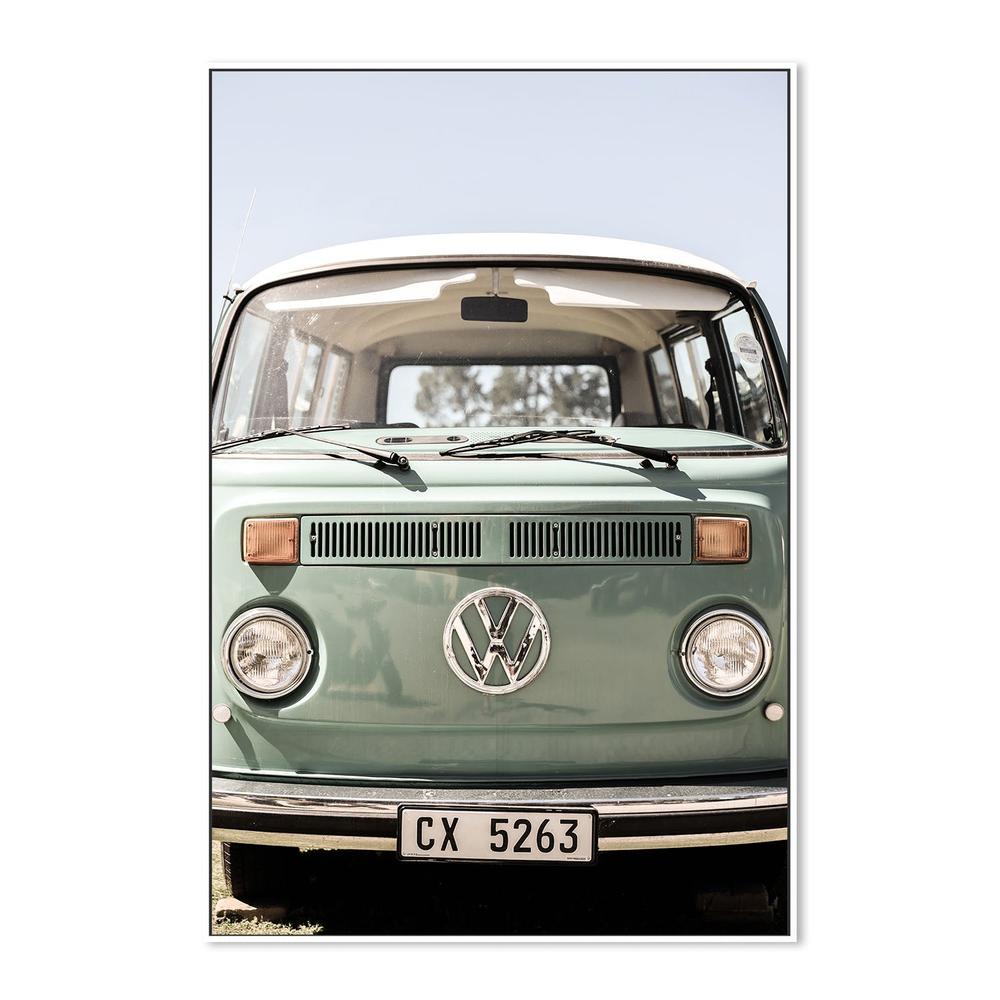 wall-art-print-canvas-poster-framed-Classic Design In Soft Green Tones Cars-5