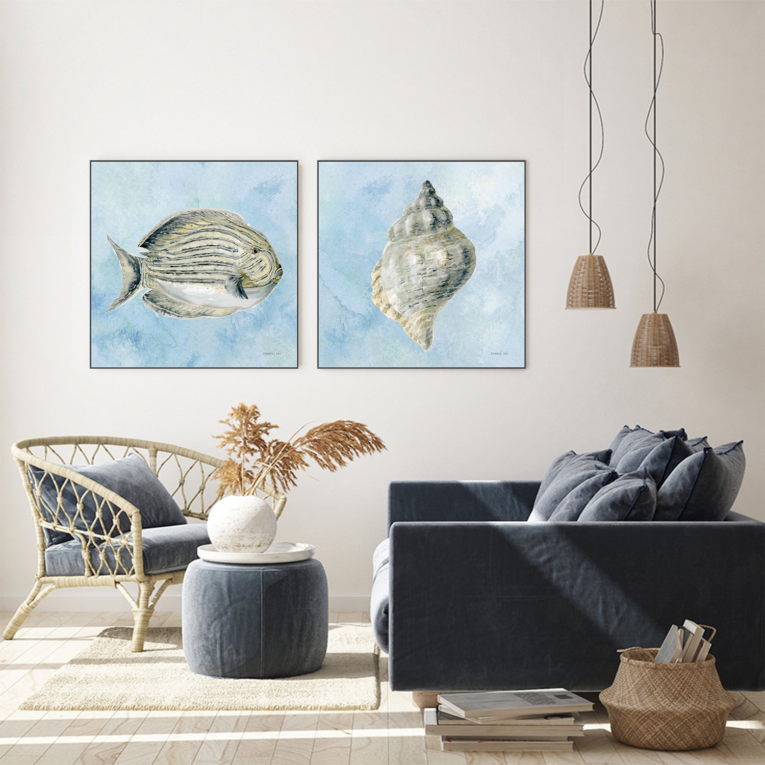 wall-art-print-canvas-poster-framed-Coastal Bliss V2, Style C & D, Set Of 2-9