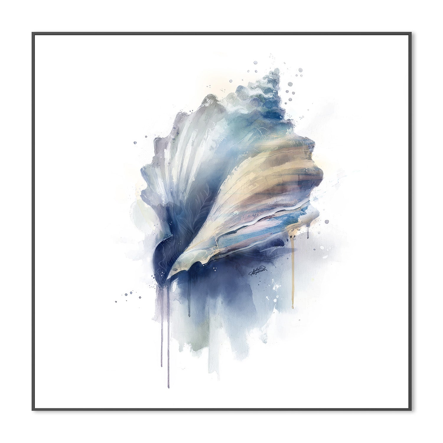 wall-art-print-canvas-poster-framed-Coastal Serenity Conch Shell , By Sally Barlow-3