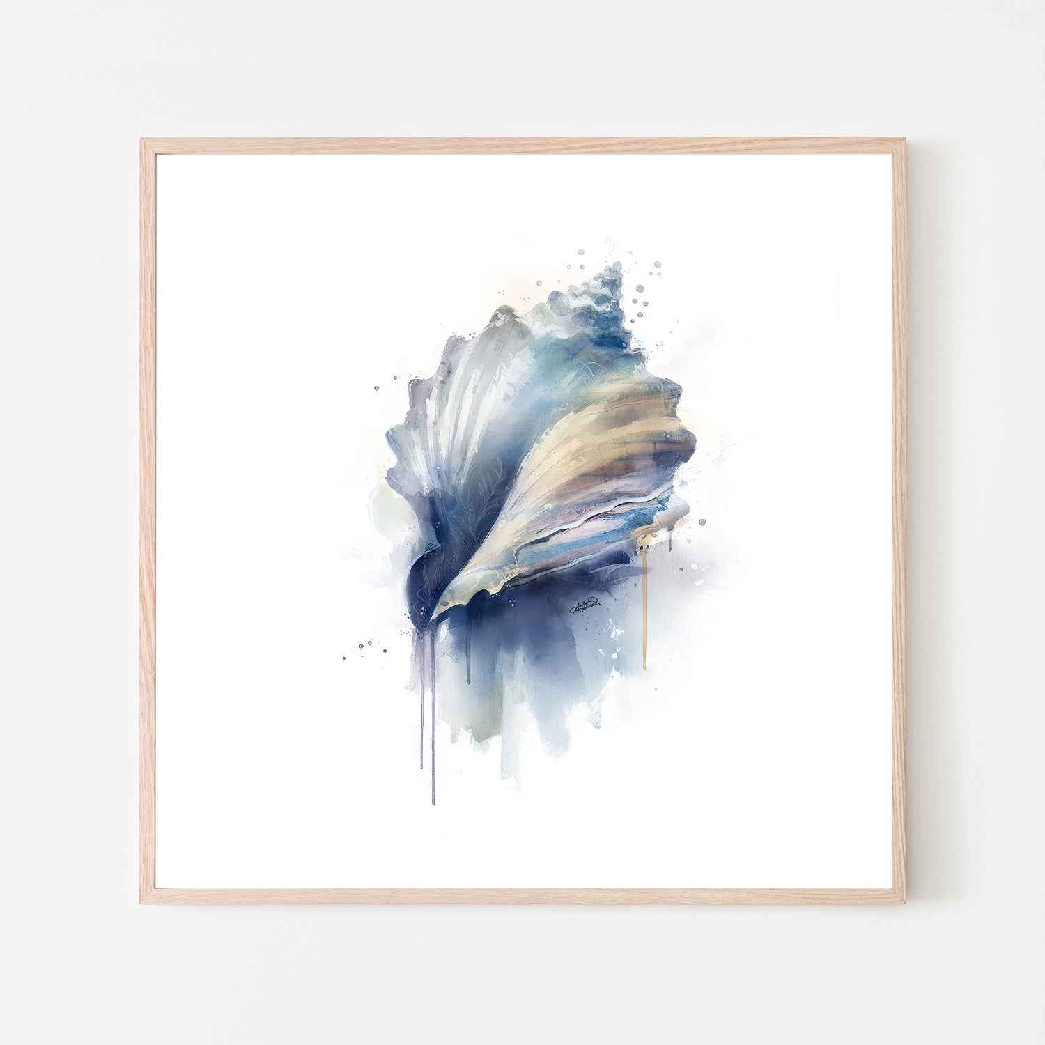 wall-art-print-canvas-poster-framed-Coastal Serenity Conch Shell , By Sally Barlow-6