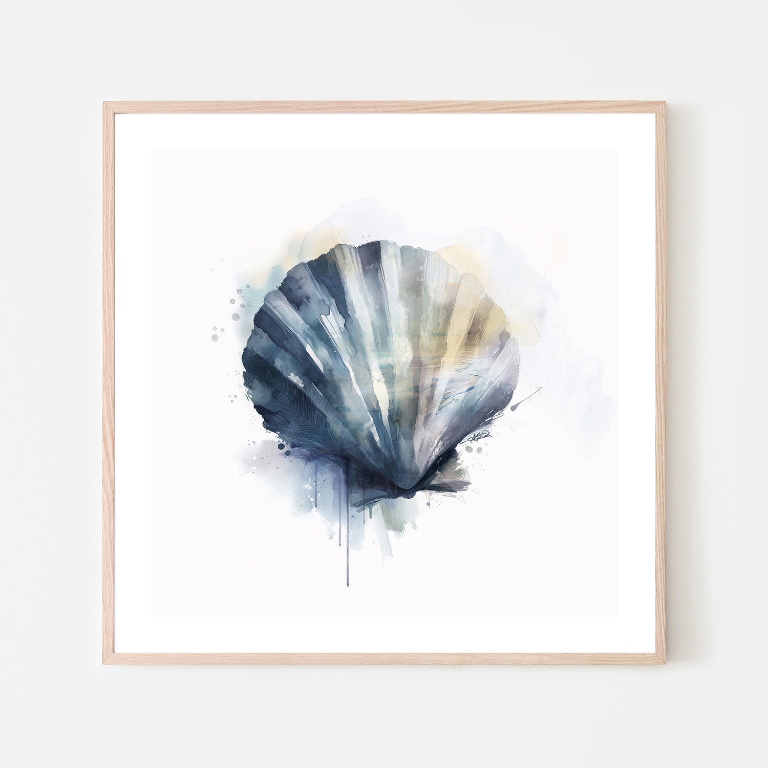 wall-art-print-canvas-poster-framed-Coastal Serenity Scallop Shell , By Sally Barlow-6