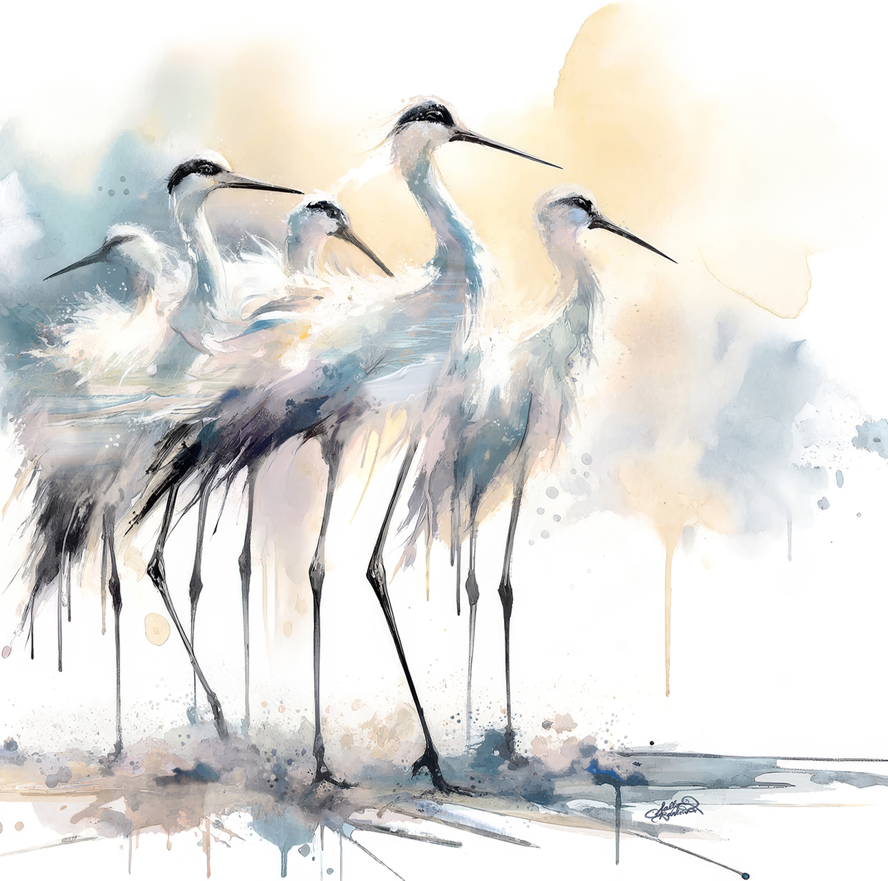 wall-art-print-canvas-poster-framed-Coastal Serenity Sea Birds , By Sally Barlow-1