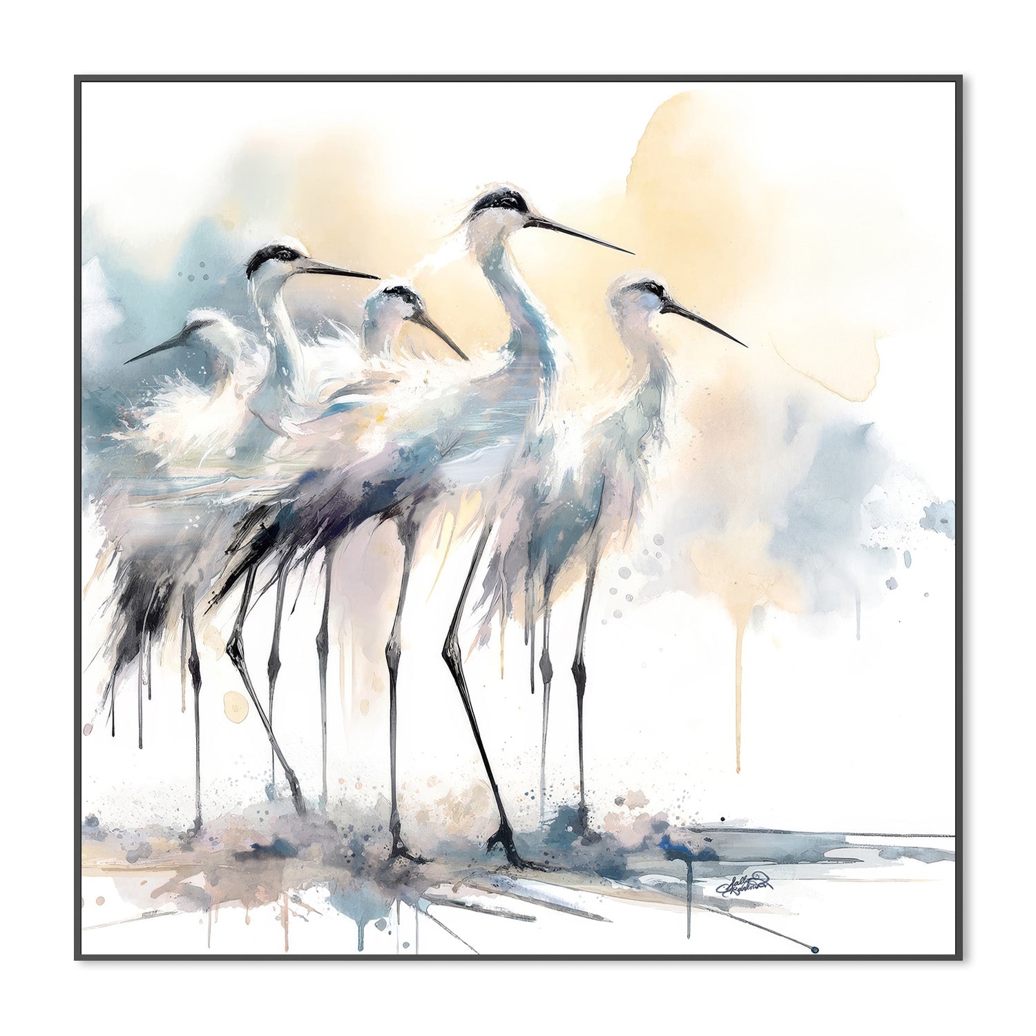wall-art-print-canvas-poster-framed-Coastal Serenity Sea Birds , By Sally Barlow-3