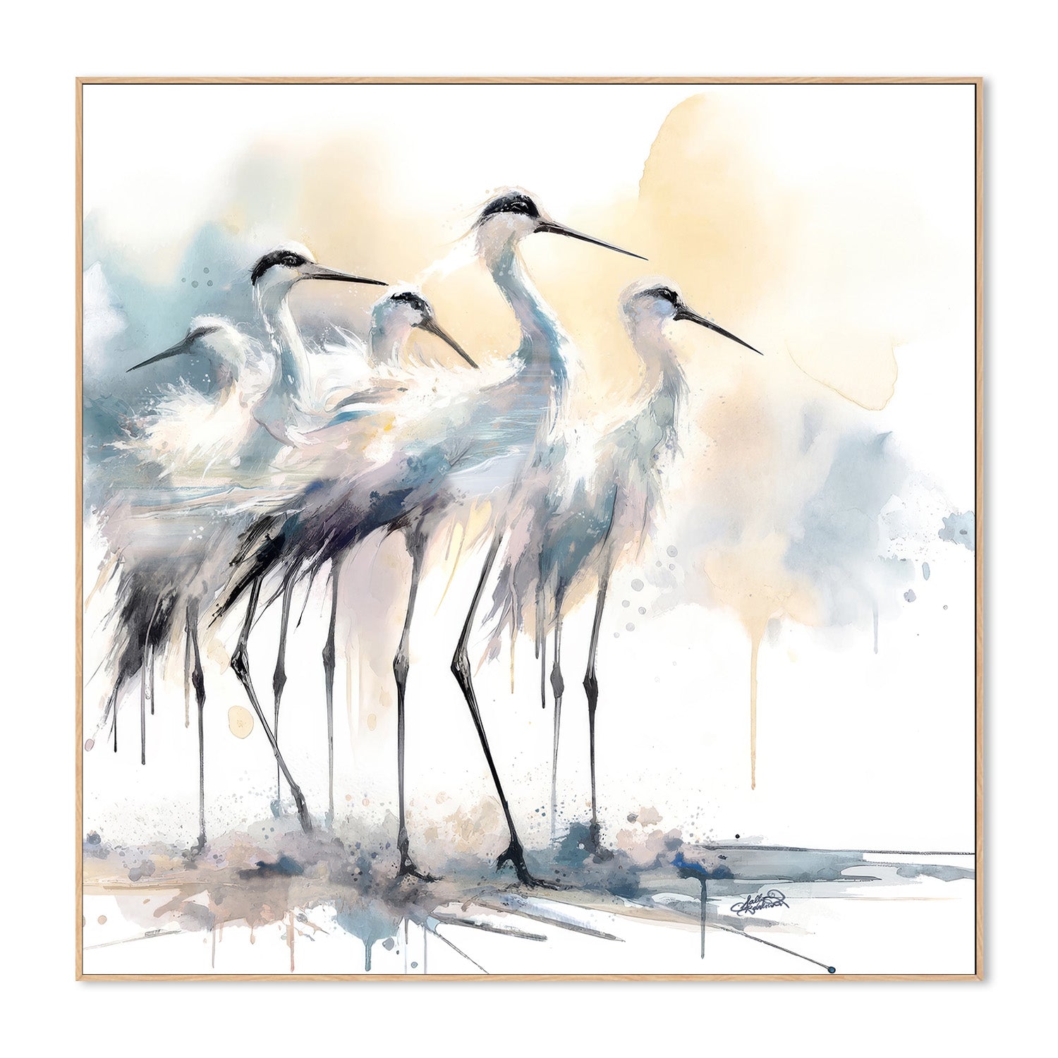 wall-art-print-canvas-poster-framed-Coastal Serenity Sea Birds , By Sally Barlow-4