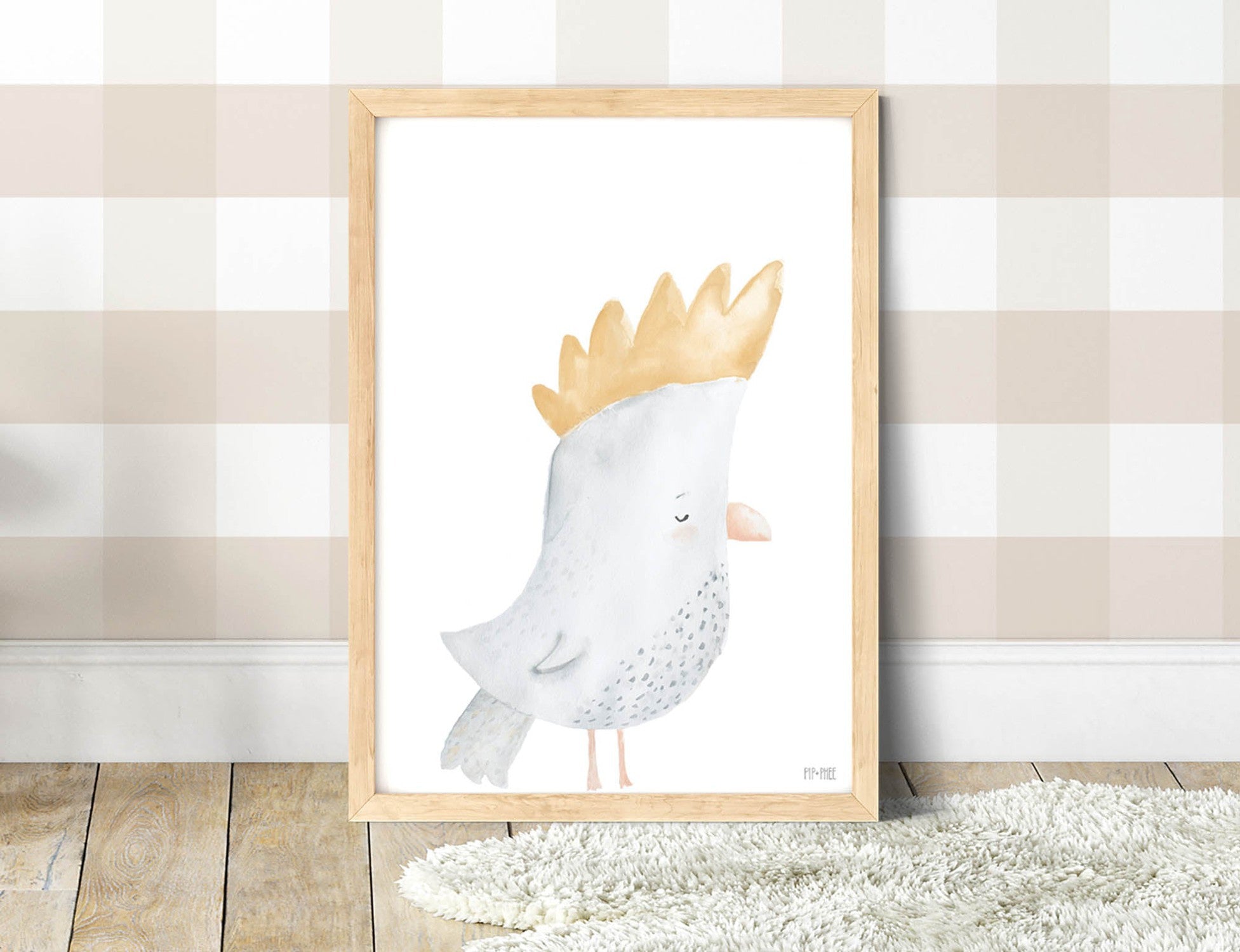 wall-art-print-canvas-poster-framed-Cockatoo Critter Print White , By Pip and Phee-2