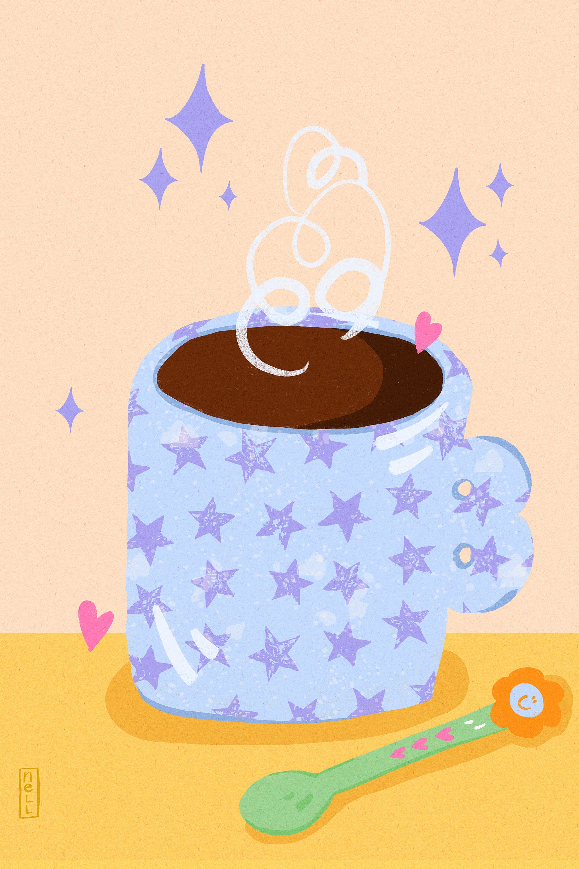 wall-art-print-canvas-poster-framed-Coffee Time Retro Illustration-1