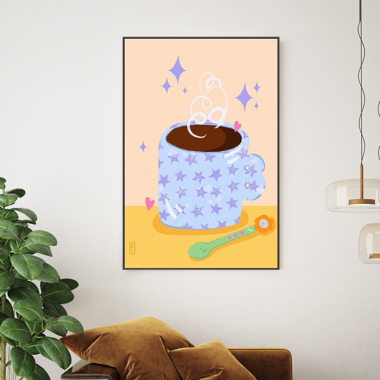 wall-art-print-canvas-poster-framed-Coffee Time Retro Illustration-2
