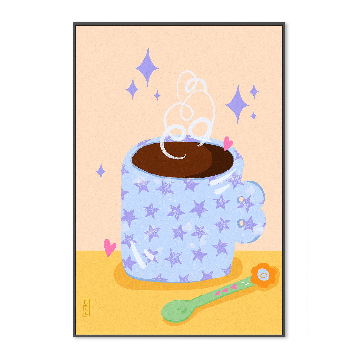 wall-art-print-canvas-poster-framed-Coffee Time Retro Illustration-3