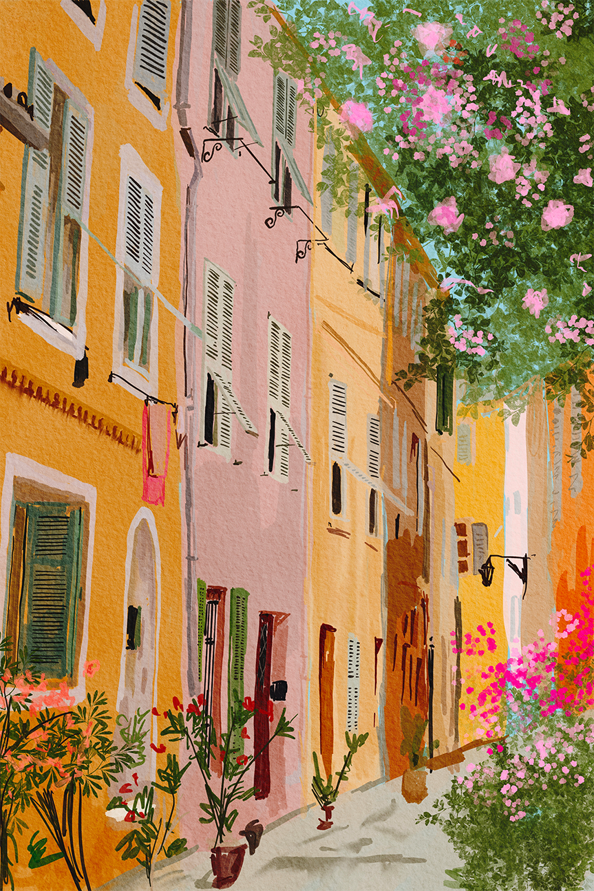 wall-art-print-canvas-poster-framed-Colorful Street , By Ekaterina Zagorska-1