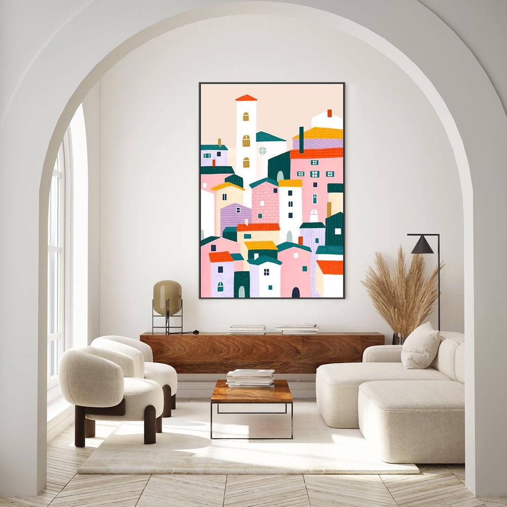 wall-art-print-canvas-poster-framed-Colorful Village Scene-7