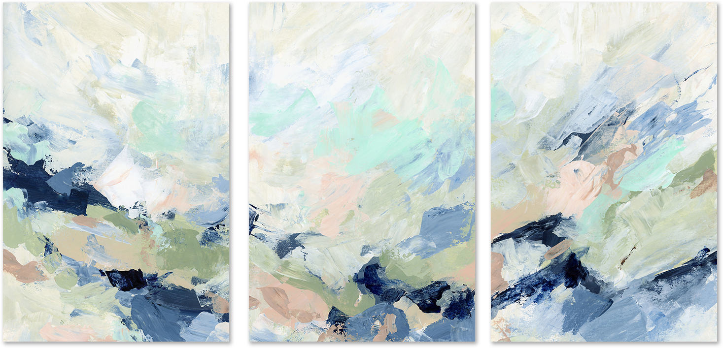 Colour Splash, Style A,B & C, Set Of 3 Wall Art Print Framed Canvas