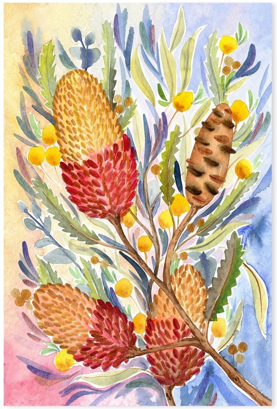 Colourful Banksia Bunch , By Jessie Mitchelson
