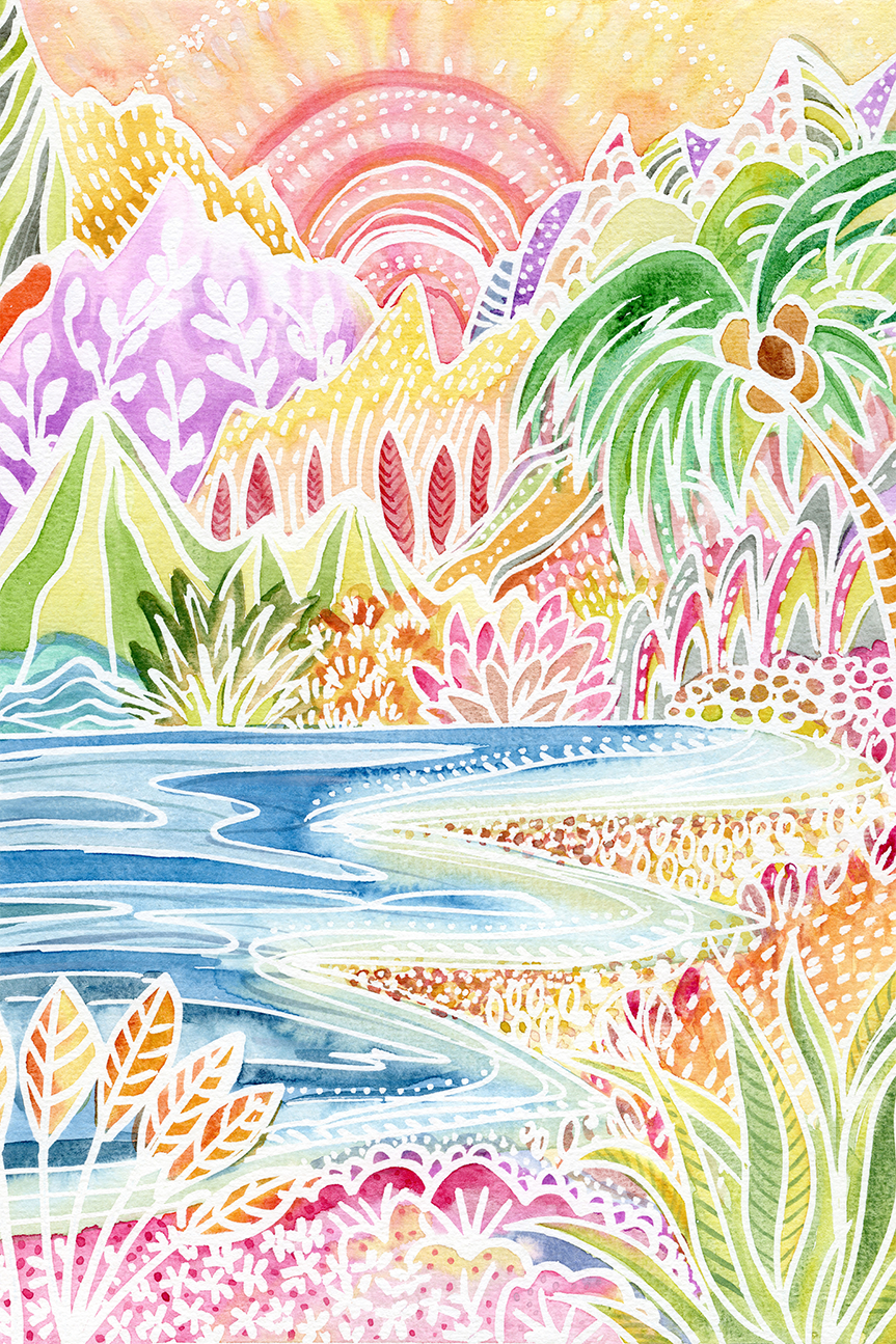 wall-art-print-canvas-poster-framed-Colourful Landscape, Style B , By Jessie Mitchelson-1