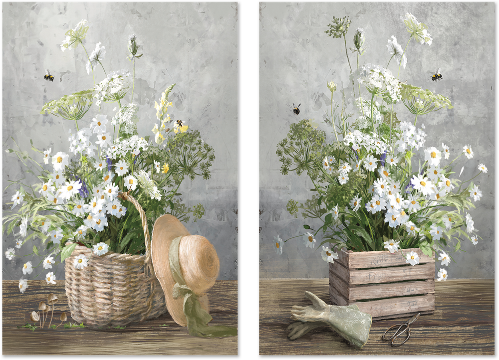 wall-art-print-canvas-poster-framed-Cottage Gardening, Style A & Style B, Set Of 2 , By Danhui Nai-GIOIA-WALL-ART