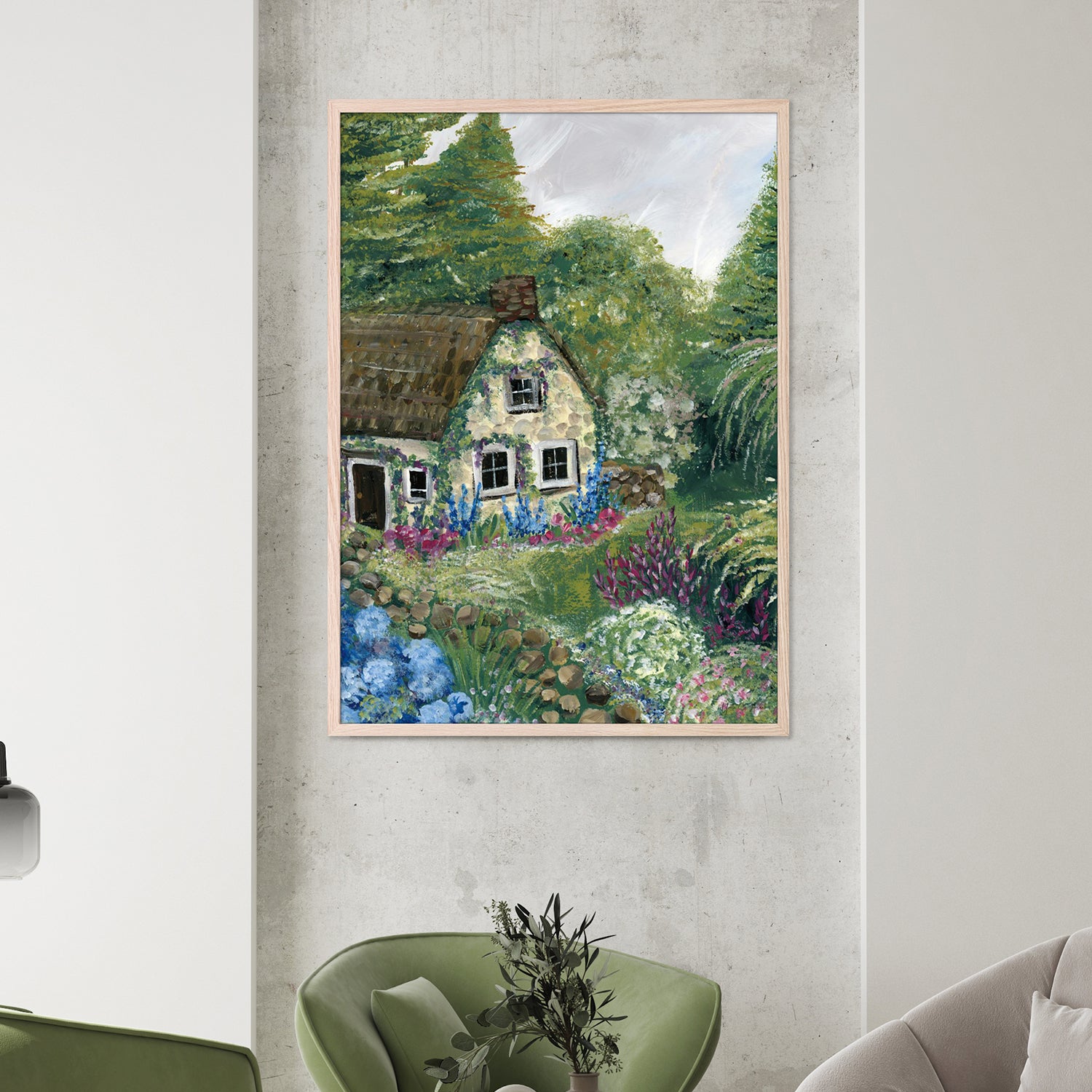 wall-art-print-canvas-poster-framed-Country Cottage, Style C-7